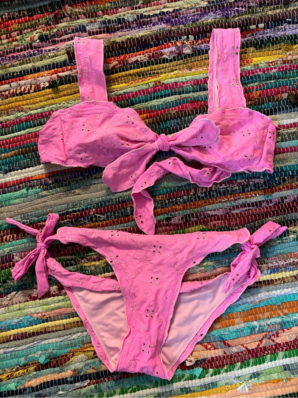 Pink lily Tie Bikini Set